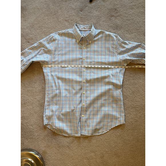 Peter Millar Nanoluxe Plaid Long Sleeve Button Down Top Size L Easy Care Cotton - Picture 5 of 6